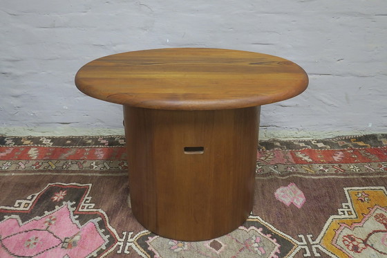 Image 1 of Tavolino ovale in teak con piano girevole di Silkeborg, Danimarca, anni '70