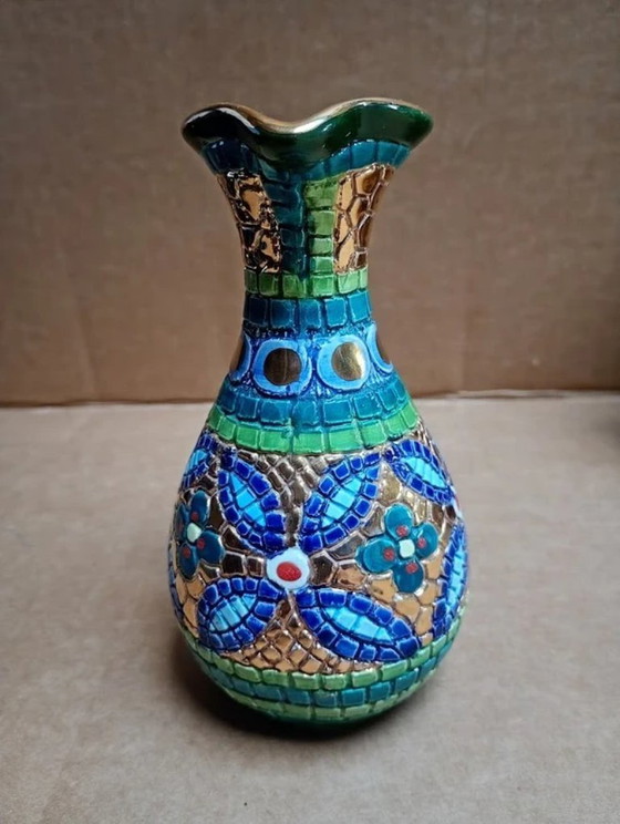 Image 1 of Colorful Byzantine Jug – Handmade Ravenna Italy – 1960s