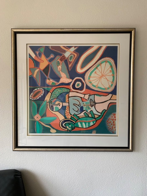 SERIGRAFIA CORNEILLE. "AU COEUR DE L’ÉTÉ" 1993. In cornice italiana di Bussolari Cornici. Con certificato di autenticità.