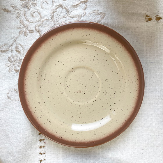 Image 1 of Gespikkeld Steengoed Koffieservies Tulowice Stijl Mid Century 20e eeuw