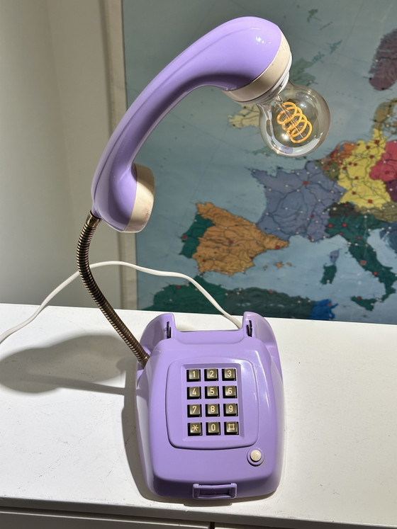 Image 1 of Vintage Telephone Lamp Lilac