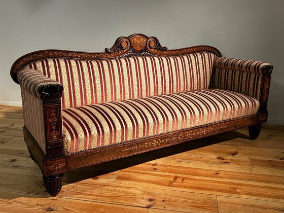 Image 1 of Wunderschönes Empire-Sofa mit Intarsien aus dem 19. Jahrhundert