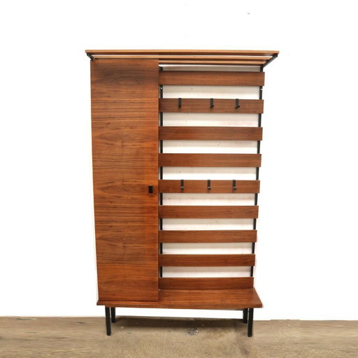 Vintage-Flurschrank mit Garderobenständer und Schuhschrank aus den 1960er Jahren