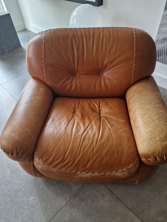 Image 1 of Canapé et 2 fauteuils Mobil Girgi Sapporo, cuir cognac