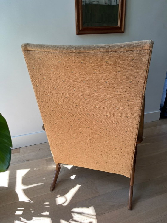 Image 1 of Set van 2 Vintage Pastoe Fauteuils - Gele Stof & Hout