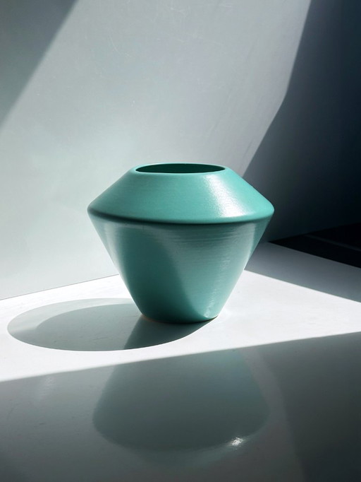 ASA Selection Vase Postmodern Céramique années 80 Turquoise Menthe Vert Vase à fleurs années 90 Pétrole Memphis Milano Allemagne