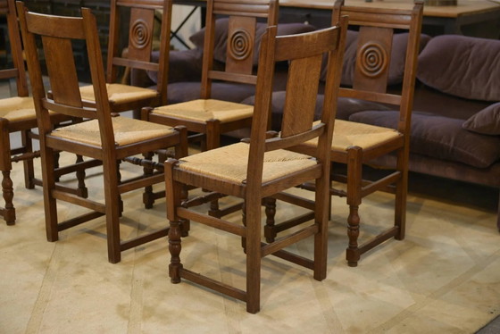 Set of 6 brutalist oak chairs from the 1950s. – Dining chairs (photo 13 of 15)