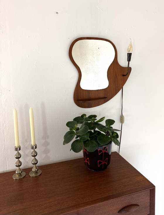 Image 1 of Miroir vintage en teck, Danemark, années 60