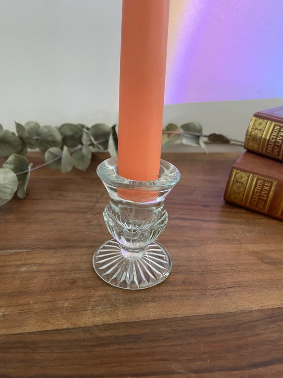 Bougeoir vintage en verre moulé – Bougeoirs et chandeliers, Glass, Mid Century Modern (photo 2 of 3)