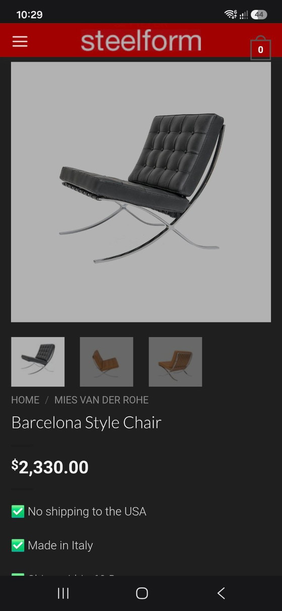 Barcelona Chair with ottoman, Steelform reproduction, Cream-colored, Armchairs, Leather, Creme (photo 6 of 8)