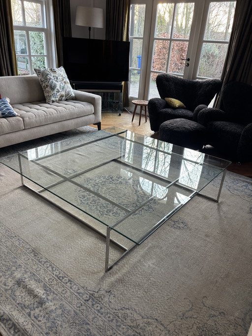 Casa Desus C-table glass and chrome 150 cm