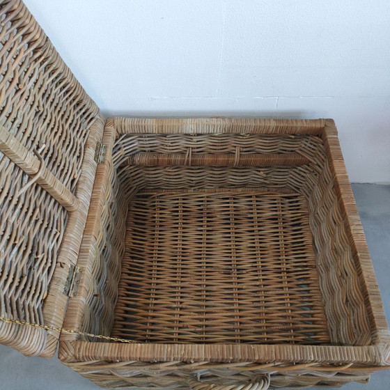 Vintage rattan/rieten 'Boho chic / Riviéra Maison' stijl mand/salontafel dekenkist – Opbergkast, Other (photo 4 of 10)
