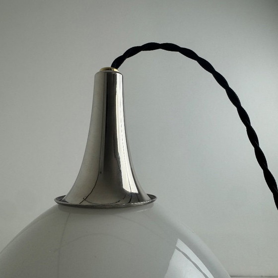 Large Vintage Ovoid Opaline Pendant Lamp 1970 – Glass (photo 7 of 11)