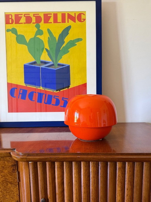 Space age orange ceramic vase, Sicart Italy ca. 1970