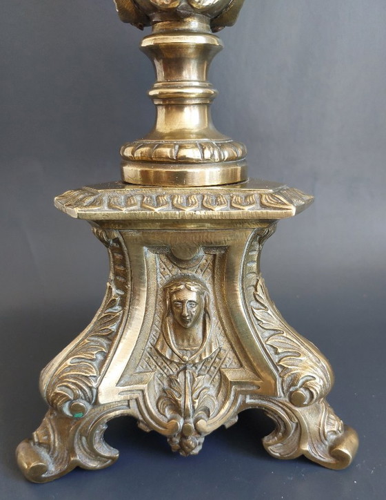 Image 1 of Candelabro da cappella in bronzo del XIX secolo