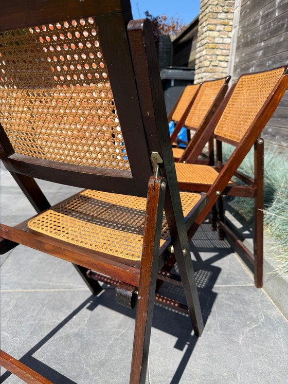 Image 1 of 4 sedie pieghevoli vintage con struttura in tessuto, anni '60