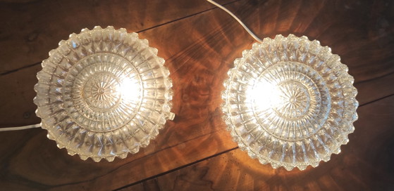 Image 1 of Ceiling or wall light in molded glass - mid-20th century