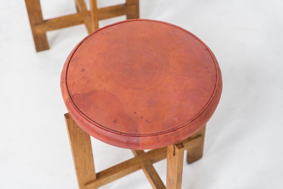 Image 1 of Sehr seltenes Hockerset von Uno & Östen Kristiansson für Luxus Vittsjö (Schweden, 1950er Jahre).