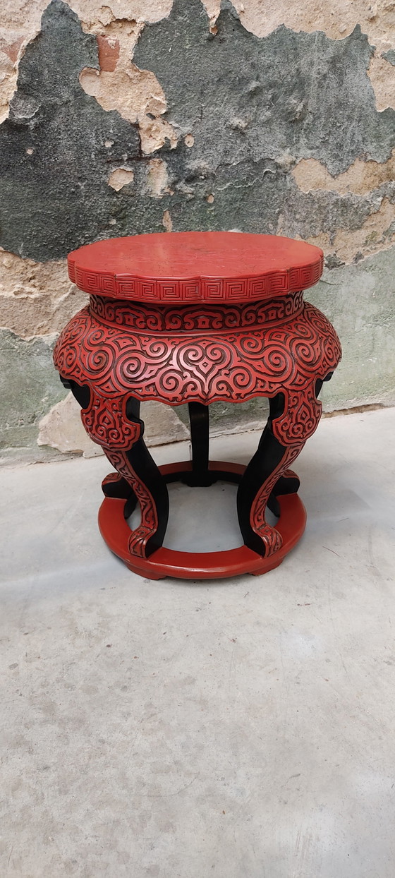 Image 1 of Chinese red cinnabar stool