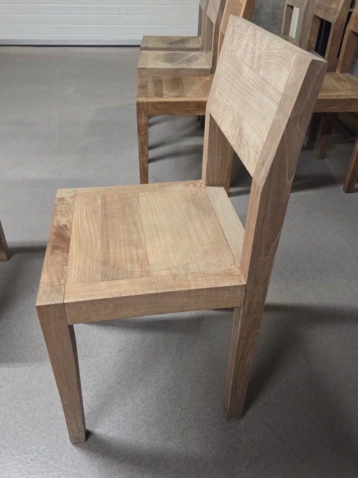 8 sedie di design in teak massello – eetkamerstoelen, Wood