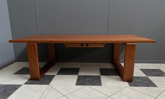 Image 1 of Large Teak coffee table with serving tray 1970s EMC Mobler Denmark