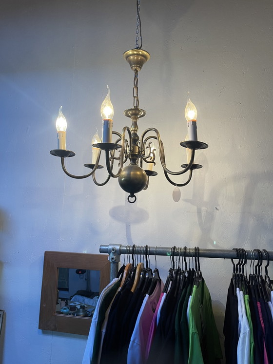 Lampadario antico a 6 bracci – Metal, Brass (photo 3 of 5)