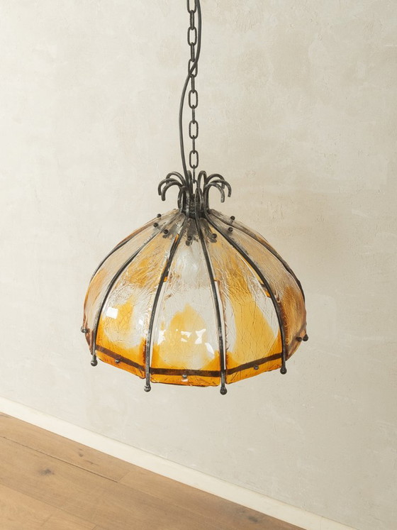 Brutalistische plafondlamp, jaren 70 – Hanglampen, Metaal, Glas (photo 4 of 7)