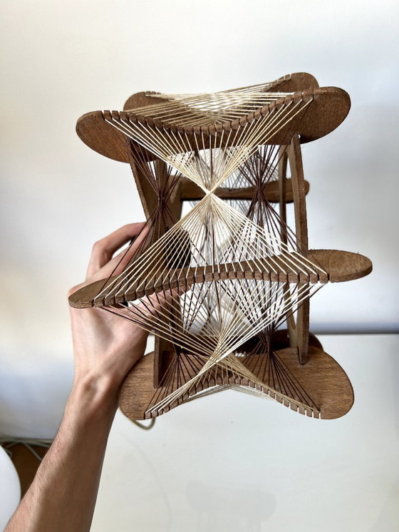 Image 1 of Vintage Scandinavian wood and wire suspension - 60s/70s