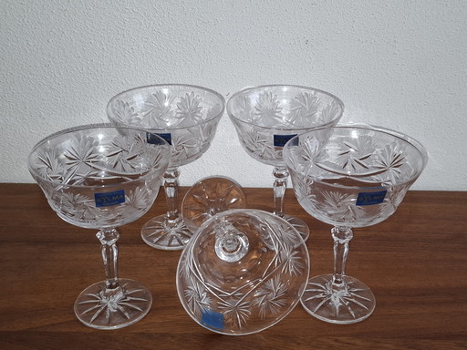 Handmade 5 Crystal Champagne glasses Coupe glasses