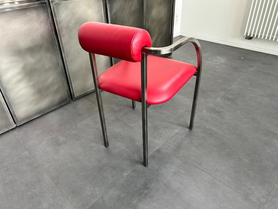 Belgochrom Fiesta dining chairs – red cow leather - 6 pieces – Metal (photo 10 of 19)