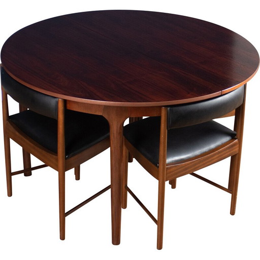 Vintage ronde palissander eetset van Tom Robertson voor A.H. McIntosh, jaren 1960