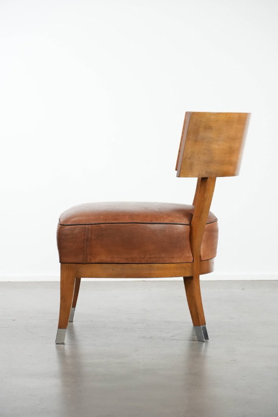 Image 1 of Vintage design armchair/cocktail chair made of sheepskin