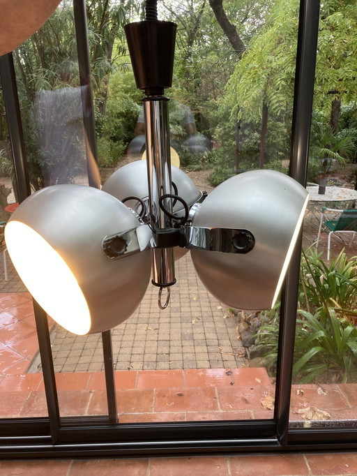 Large vintage 70'S suspension in brushed aluminum