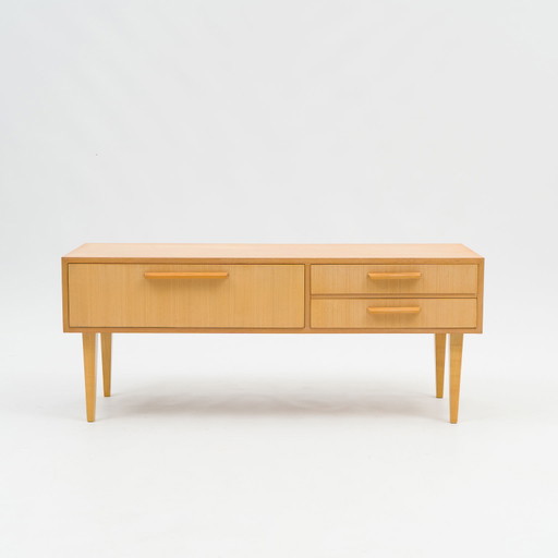 Credenza bassa anni '50, frassino, restaurata, 115 cm