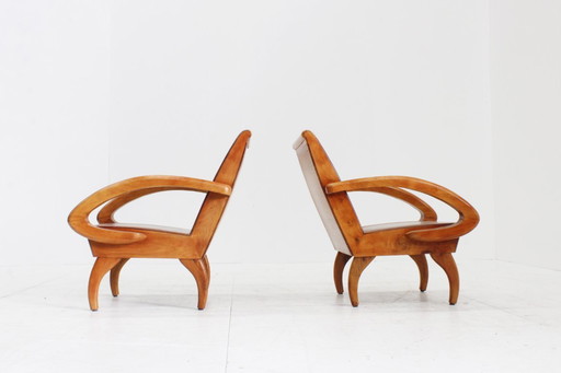 Ensemble de fauteuils Vintage Mid Century en bois