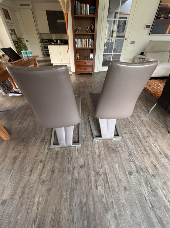 4 Rolf Benz 7800 Eetkamerstoelen – Leather, Chrome (photo 2 of 5)