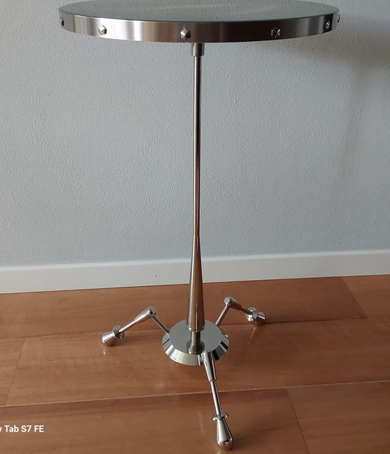 Image 1 of RVS BIJZETTAFEL MET EPOXY BOVENBLAD. 