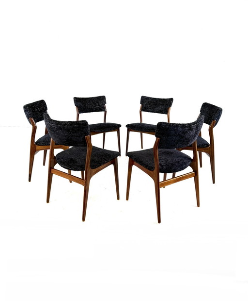 6 restored Danish dining chairs '60