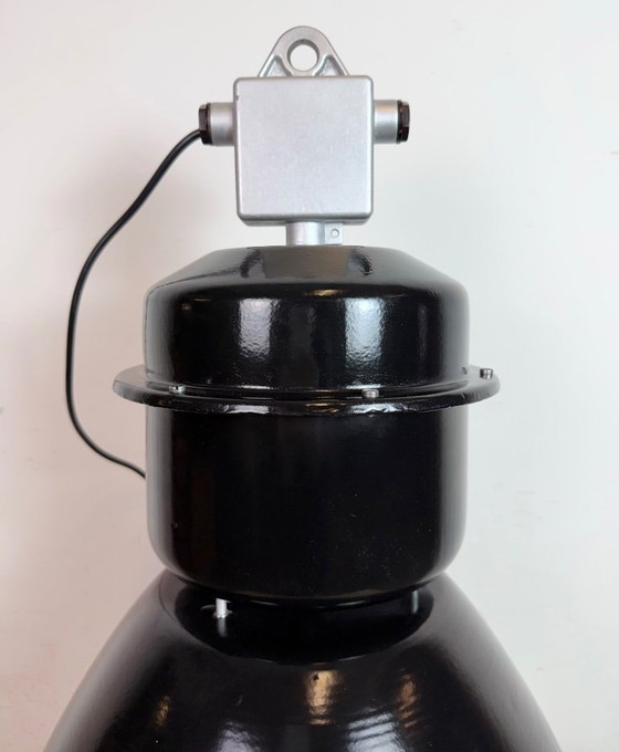 Image 1 of Large Black Industrial Factory Pendant Lamp from Elektrosvit, 1960s