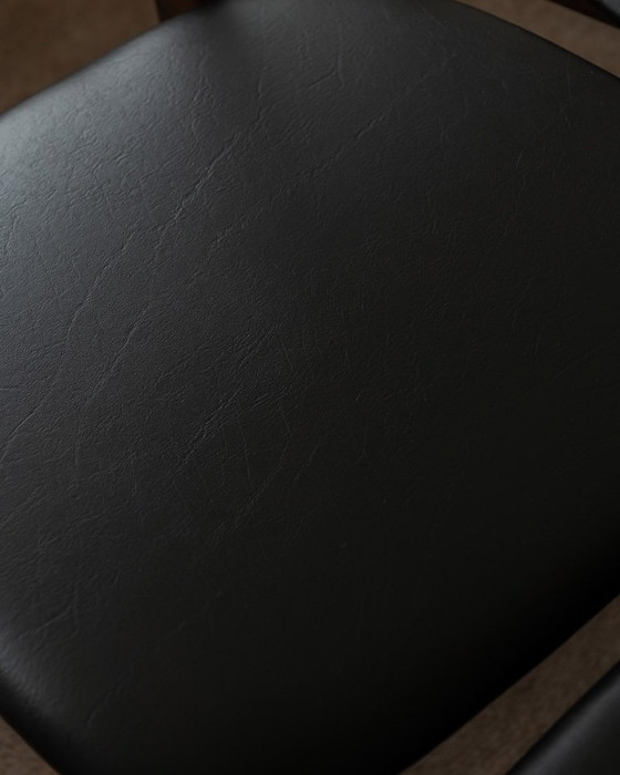 Image 1 of Vintage Dining Chairs by Louis van Teeffelen for AWA (Set of 6) | Reupholstered in Black Skai | Dutch Mid-Century | 1960s