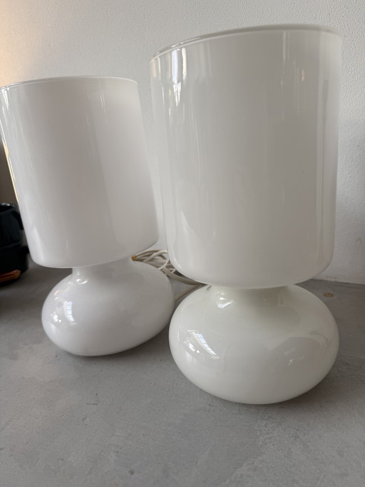 Set of IKEA Lykta table lamps - white opal glass