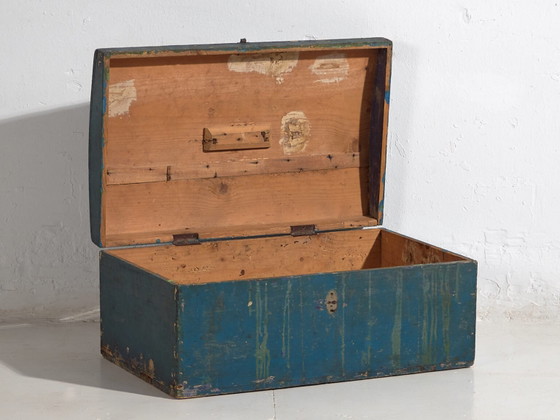 Piccola cassapanca antica con patina blu navy (c.1920) #68 – Armadi contenitori, Rustic (photo 25 of 39)