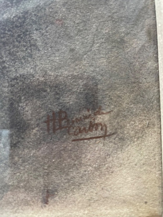 Image 1 of Pastel portrait of a man under glass, signed, early 20th century