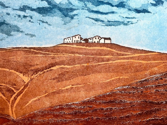 Image 1 of Tramontesulla creta. Acquaforte a colori di Margo Ellen. 