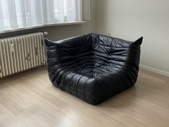 Image 1 of Identical Replica Ligne Roset Togo Sofa – Black Leather – 100% Italian Leather