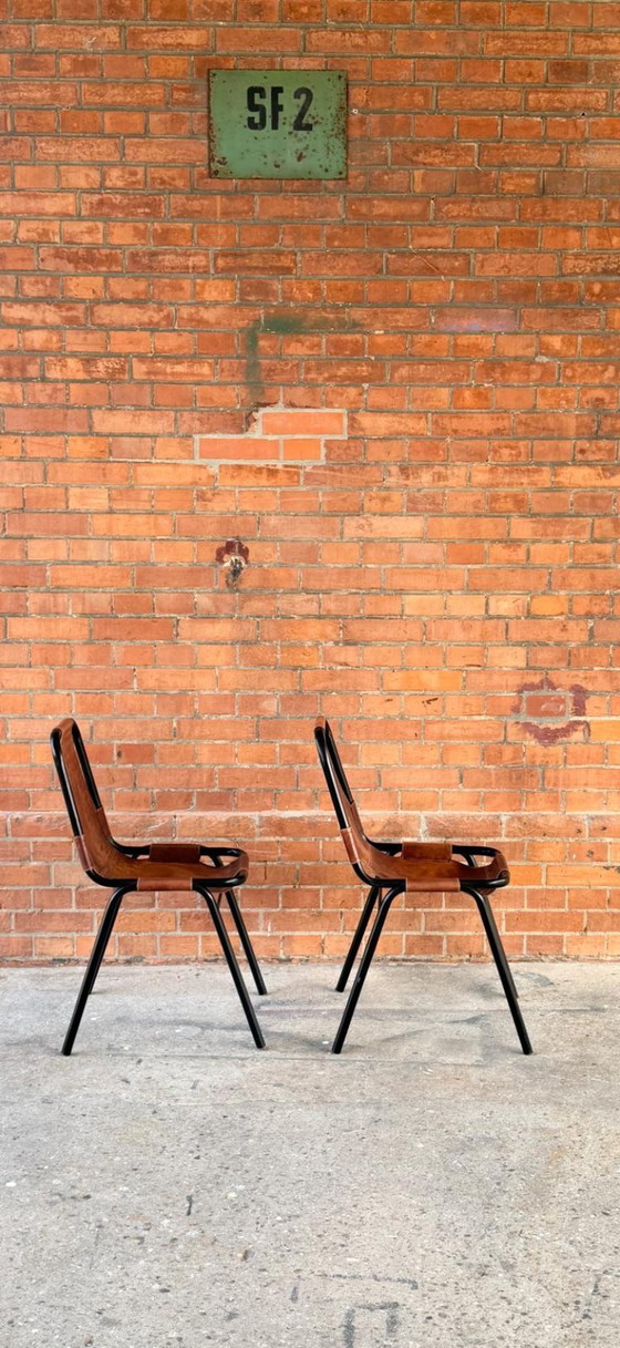 Set van 2 Vintage Les Arcs Stoelen van Charlotte Perriand | Dal Vera Cognac Lederen Stoel Jaren 70 (photo 5 of 8)