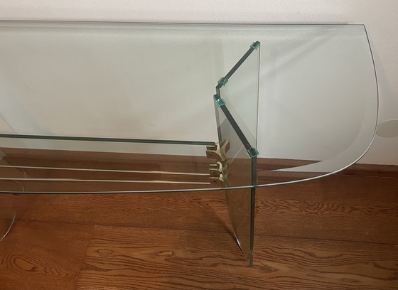 Image 1 of Vintage Italian jaren 70  Glazen Site-table, Leon Rosen For Pace Collection