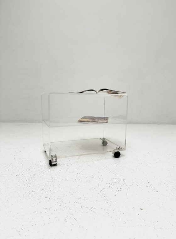 Image 1 of Space Age side table small made of plexiglass on castors