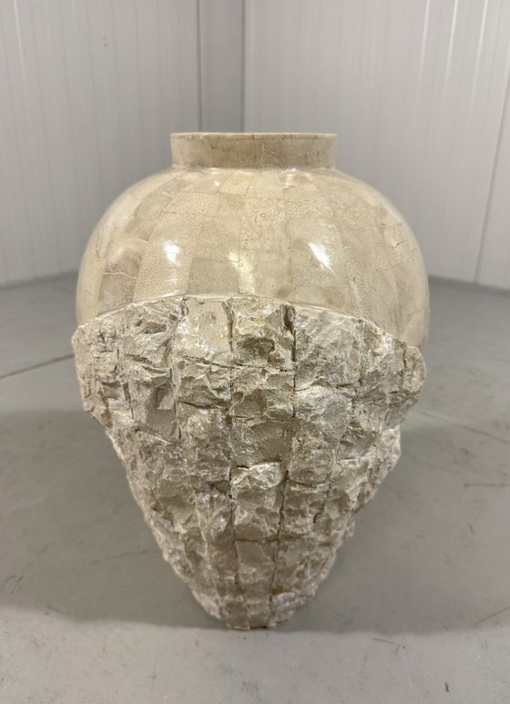 Image 1 of Travertijn Mactan Stenen Zuilen & Vaas 1980's