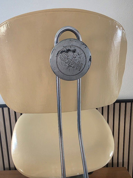 Image 1 of Fauteuil pivotant Wilde + Spieth en cuir ivoire, style Egon Eiermann, années 80
